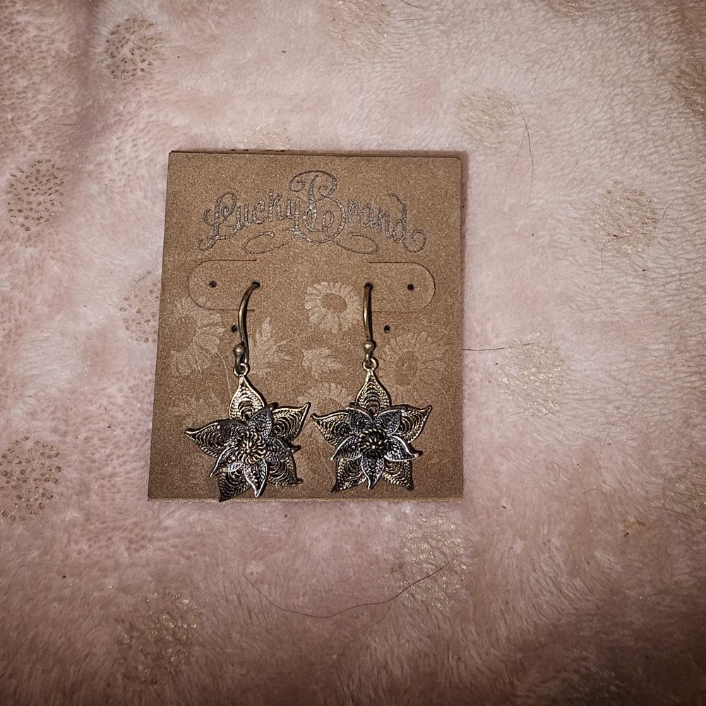 brass flower earrings